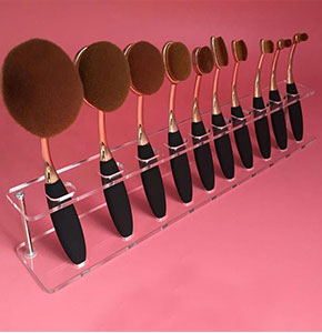 [2123] Makeup Brush Holder FOR 10 Pcs Toothbrush Foundation Brush Shelf Clear POP