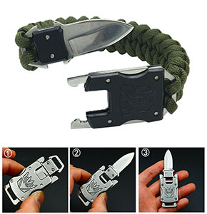 [2610] Multi Function Bracelet Paracord Self Defense Knife Outdoor Survival Bracelet