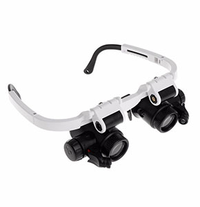 [2018] Headband Magnifier Lamp Jeweler Light Magnifying Glass 10/15/20/25X 2-LED