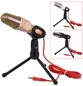 [2128] 3.5mm Condenser Microphone With Tripod Mic For PC Laptop, Smartphone