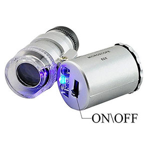 [2194] 60x Handheld Mini Pocket Microscope Loupe Jeweler Magnifier LED Light