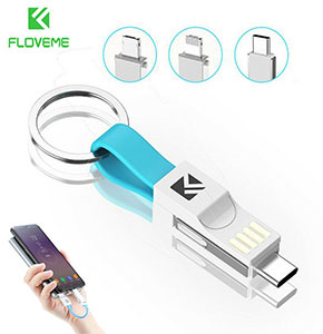 [2748] 3 In1 Key Chain Ring Micro USB Sync Data Charger Cable For Android iPhone