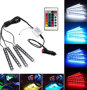 [2033] 4 x 9 LEDs DC 12V 5050 SMD Car Styling RGB LED Strip Light With Remote bat