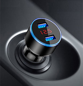 [2477] Car Charger 5V 3.1A LCD Display Dual USB Port Cigarette Lighter Adapter
