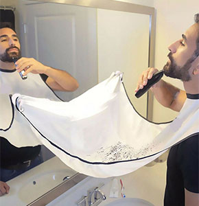 [2519] Gather Whiskers Beard Apron Cloth Bib Facial Hair Trimmings Catcher Cape