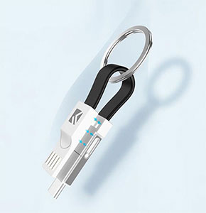 [2598] 3 IN 1 Short Lightning USB Cable Charger Cord Keychain for Android Type C