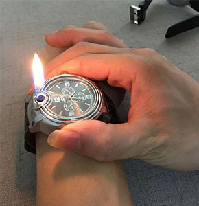 [2388] Novelty Fashion Mens Wristwatch Refillable Gas Lighter