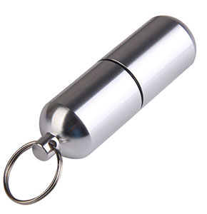 [2163] Container Large Size Medicine Case Pill Bottle Key Chain Waterproof Aluminum