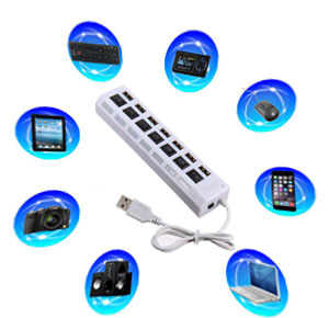 [2308] 7-Port USB 2.0 Hub with High Speed Adapter ON/OFF Switch for Laptop PC