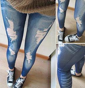 [2051] Women Skinny Leggings Slim Faux Denim Look Jeans Jeggings Stretchy Pants