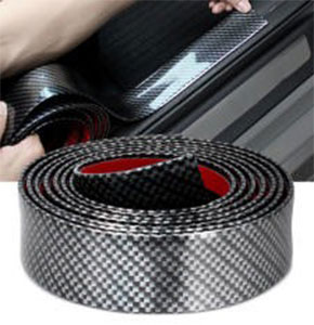 [2582] 5CM*1M Car Sticker Carbon Fiber Rubber DIY Door Sill Protector Edge Guard