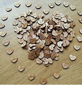 [2059] DIY Rustic Wood Wooden Love Heart Wedding Table Scatter Decoration Crafts