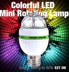 [2203] 3W E27 RGB Crystal Ball Auto Rotating LED Stage Light Bulb Disco Party