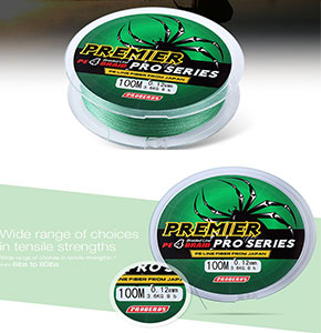 [2202] Fishing Line 100M 6LBs-80LBs PE 4 Strands Monofilament Braided Line GREEN